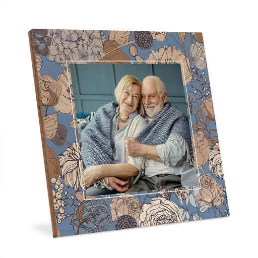 Druk na sklejce w ramce - Kwiaty Vintage